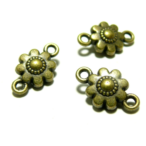 Apprêt bijoux 4 connecteurs fleurs 3D ref 95 4BO Bronze 