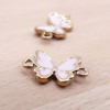 Connecteurs Papillons style émaillé Rose Pâle 17.5x10.5mm métal doré