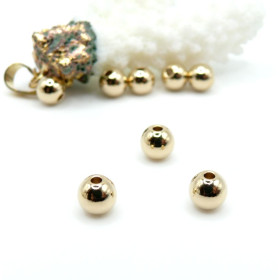 Perles Intercalaire Rondes 6mm – Laiton Doré à l'or fin 24K