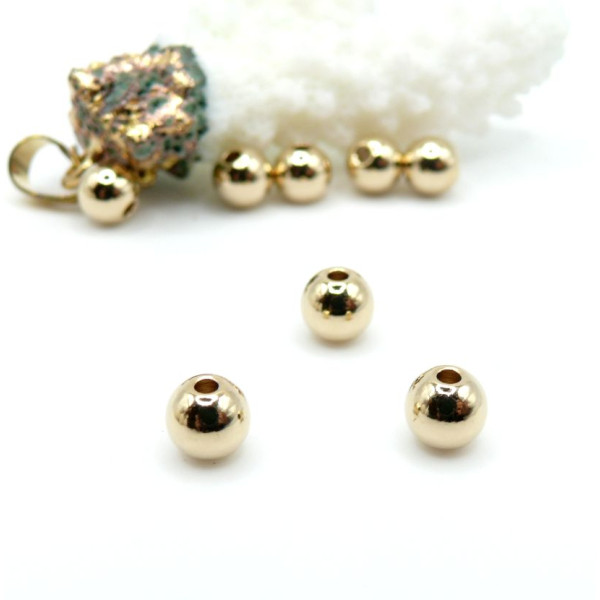 Perles Intercalaire Rondes 6mm – Laiton Doré à l'or fin 24K
