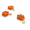 Pendentifs avec anneau Fleur avec Perles  Orange – Acier Inoxydable Doré