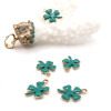 Pendentifs Trèfle 14 par 10mm – Résine Émaillée Vert Emeraude Acier Inoxydable 304 Doré