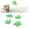 Pendentifs Trèfle 14 par 10mm – Résine Émaillée Vert Acier Inoxydable 304 Doré
