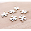 Pendentifs Trèfle 14 par 10mm – Résine Émaillée Blanc Acier Inoxydable 304 Doré