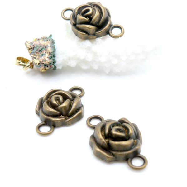Supports de Pendentif Connecteur Bronze Ma rose 18mm – REF Ma rose