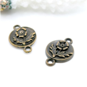 Pendentifs Connecteurs Fleur Métal Bronze