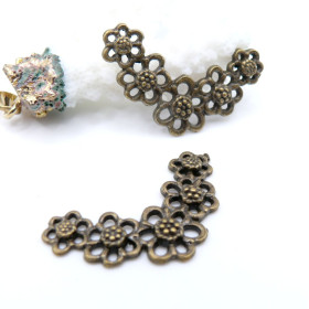 Pendentifs Multi Connecteur Fleurs 34x20mm Bronze
