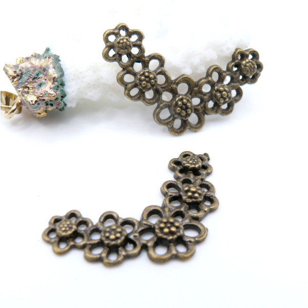 Pendentifs Multi Connecteur Fleurs 34x20mm Bronze