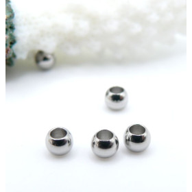 Perles Intercalaires Rondes 4mm Trou 2mm – Acier Inoxydable Argent Platine