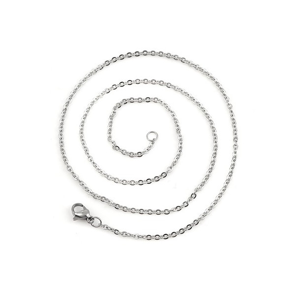 Colliers 70 cm maille 2mm – Acier Inoxydable 304 Argenté Rhodié