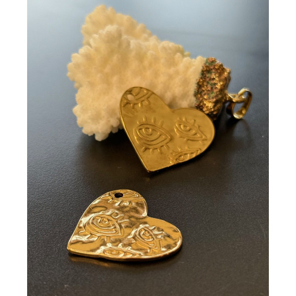 Pendentif Lune avec Amulette 28 mm – Acier Inoxydable 304 Doré à l'or fin 18K