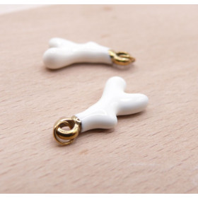 Pendentif avec anneau, Corail  Blanc18 mm – Acier Inoxydable 304 Doré à l'or fin 18K, IONIQUE