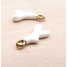 Pendentif avec anneau, Corail  Blanc18 mm – Acier Inoxydable 304 Doré à l'or fin 18K, IONIQUE