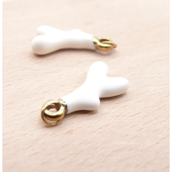 Pendentif avec anneau, Corail  Blanc18 mm – Acier Inoxydable 304 Doré à l'or fin 18K, IONIQUE