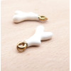Pendentif avec anneau, Corail  Blanc18 mm – Acier Inoxydable 304 Doré à l'or fin 18K, IONIQUE