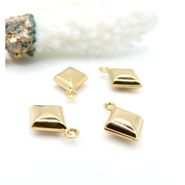 Pendentifs Losange 3D 15 mm – Acier Inoxydable 304 Doré