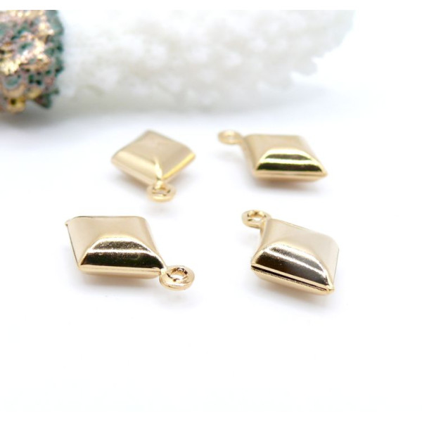 Pendentifs Losange 3D 15 mm – Acier Inoxydable 304 Doré