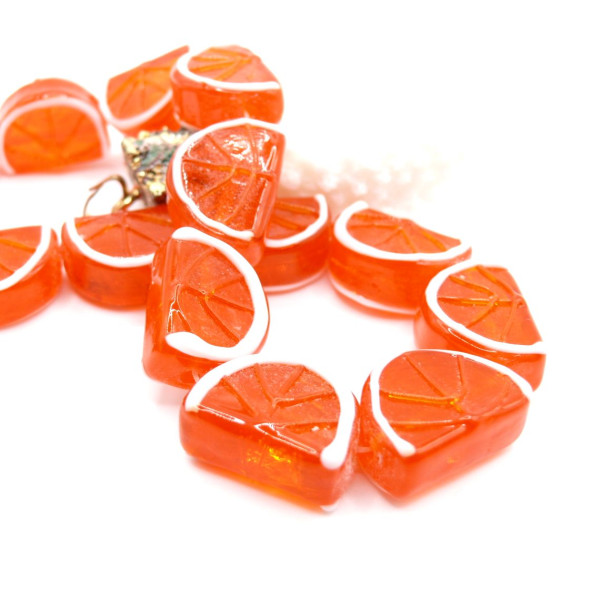 Perles Style Bonbons Acidulés ORANGE Sanguine 18 mm – Verre