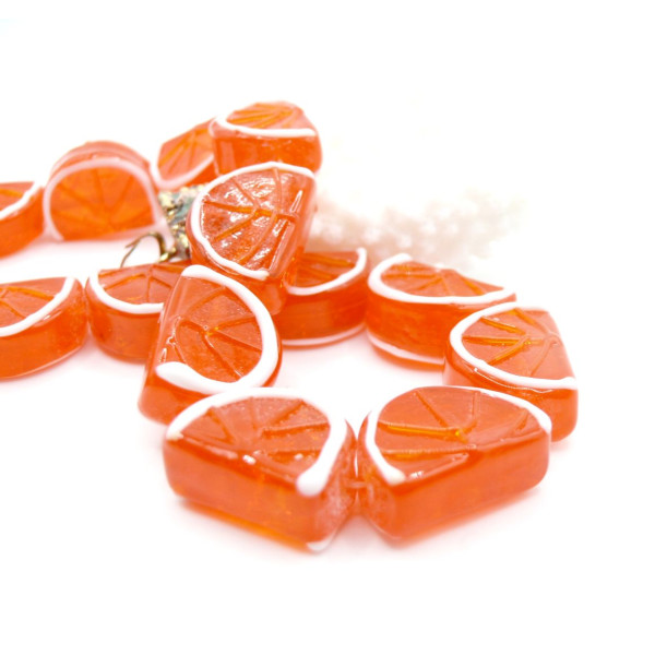 Perles Style Bonbons Acidulés ORANGE Sanguine 18 mm – Verre