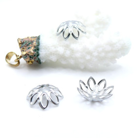 Coupelles Coquille Retro FLOWER 14mm – Métal Argent Platine