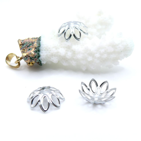 Coupelles Coquille Retro FLOWER 14mm – Métal Argent Platine