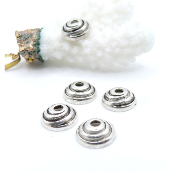 Coquilles Coupelles Embouts Escargot Métal Argent Antique