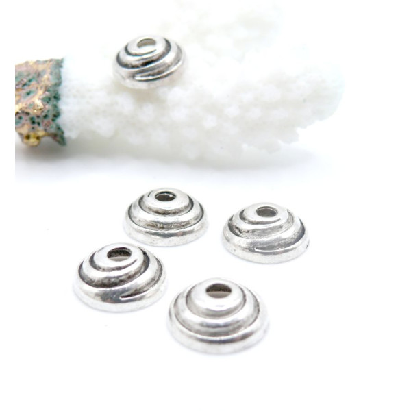 Coquilles Coupelles Embouts Escargot Métal Argent Antique