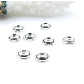 Coupelles Calottes Caps Double Ronds 6mm Vieil Argent