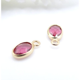 Pendentifs Ovale 9 mm  en verre,  Acier Inox 304  Doré à l’or fin 18K