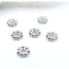 Perles Intercalaires Rondelles Fleurs 4mm– Acier Inoxydable 304 Argenté