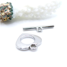 Sets Fermoir Barre T-Toggle Cœur 16mm Acier Inoxydable 304 Argenté