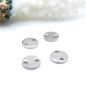 Connecteurs Médaillon Rond 6mm, Acier Inoxydable 304 Argent