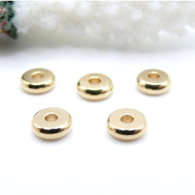 Perles Intercalaires Rondelles 6 par 2 mm – Acier Inoxydable 304 Doré à l’or fin 24K