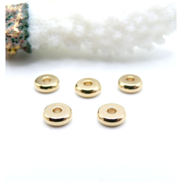 Perles Intercalaires Rondelles 6 par 2 mm – Acier Inoxydable 304 Doré à l’or fin 24K