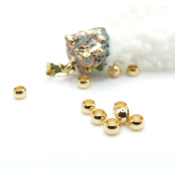 Perles Intercalaires Rondes 4mm Trou 2.5mm – Acier Inoxydable Doré