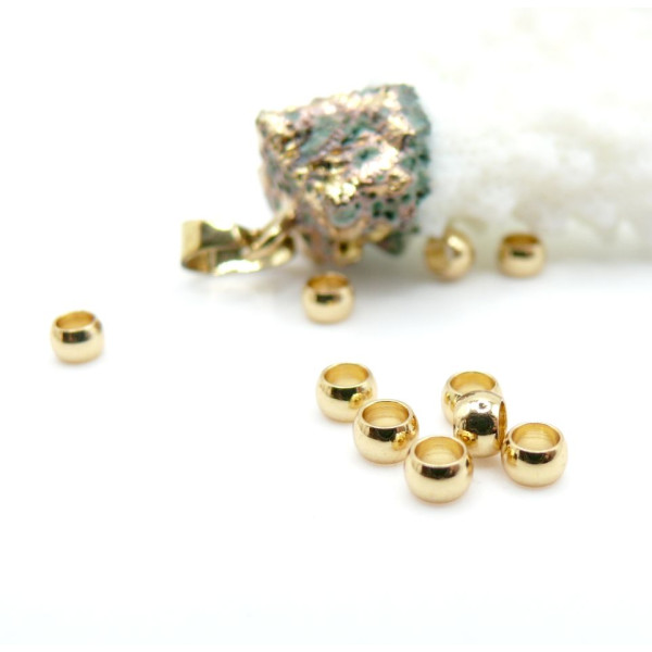 Perles Intercalaires Rondes 4mm Trou 2mm – Acier Inoxydable Doré