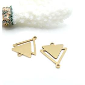 Pendentifs Connecteurs Double Triangle 19.5mm – Acier Inoxydable 304 Doré
