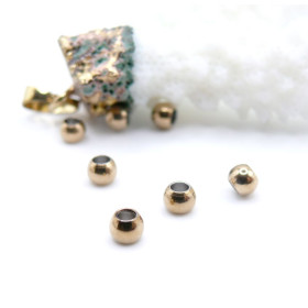Perles Intercalaires Rondes 4mm Trou 1.8mm – Acier Inoxydable Doré