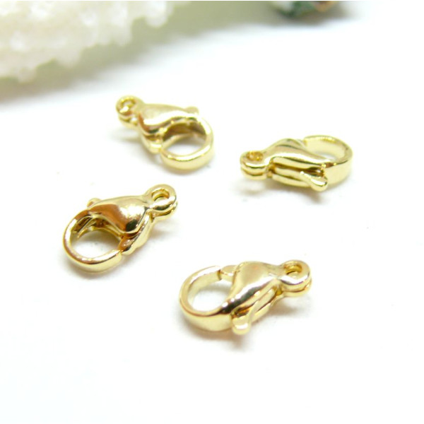 Fermoirs Mousquetons 10 mm – Acier Inoxydable 304 Doré à l’Or Fin 24K