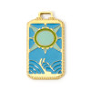 Pendentif Carte de Tarot Soleil – Résine Émaillée & Acier Inox 304 – Doré à l’Or fin 18K PVD