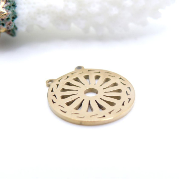 Connecteur Cercle Géométrique 16mm – Acier Inoxydable 304 Doré 18KT