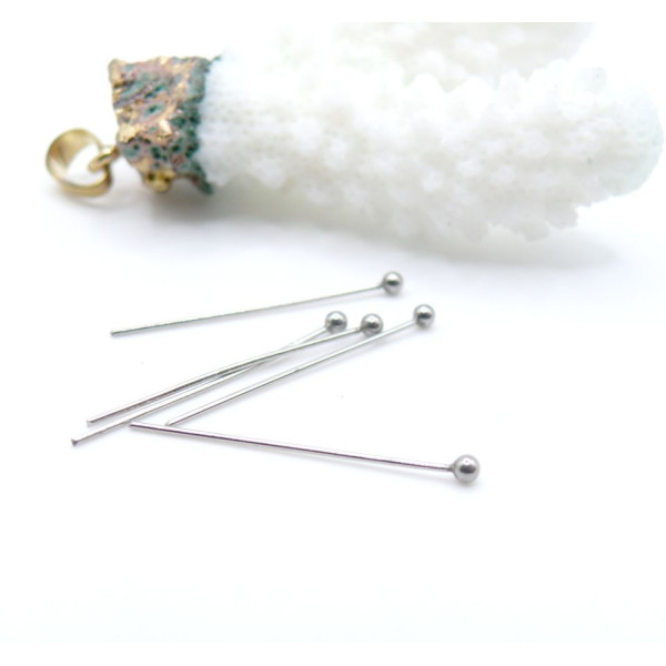 Tiges à Tête Ronde 25mm x 0.6mm – Acier Inoxydable 304 Argenté