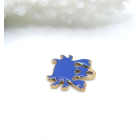 Pendentifs Crabe 12mm – Résine Émaillée Bleu Acier Inoxydable 304 Doré 18K
