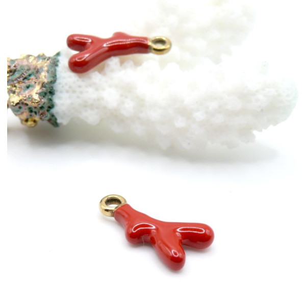 Pendentifs Corail 18 mm – Acier Inoxydable 304 Doré à l'or fin 18K, Placage IONIQUE