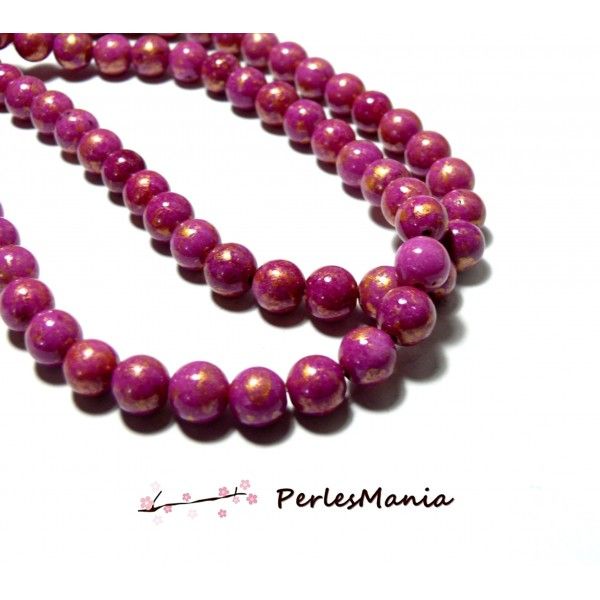 Perles Jade Mashan Rose Fuchsia mordoré 4mm