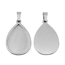 Supports de Pendentif Goutte 18 x 25 mm avec Attache Triangle – Acier Inox 304 – Argenté