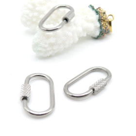 Mousqueton à Vis, Ovale 26 mm – Acier Inoxydable 304 Argenté