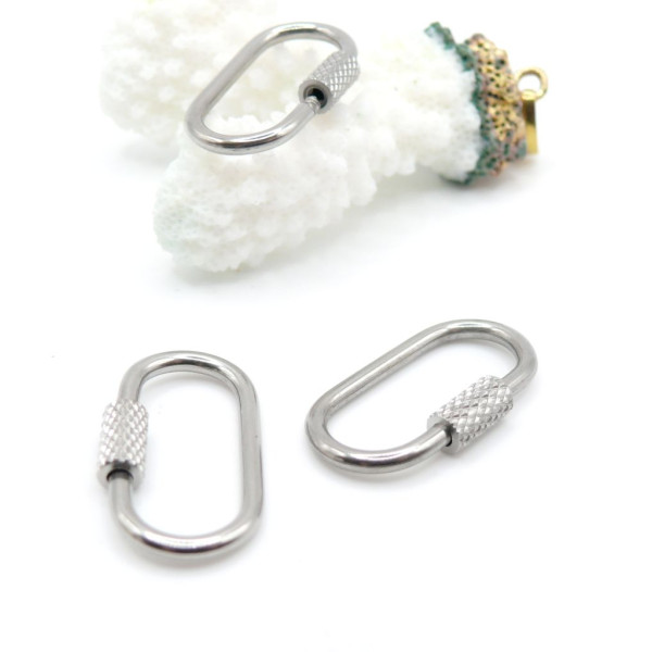 Mousqueton à Vis, Ovale 26 mm – Acier Inoxydable 304 Argenté