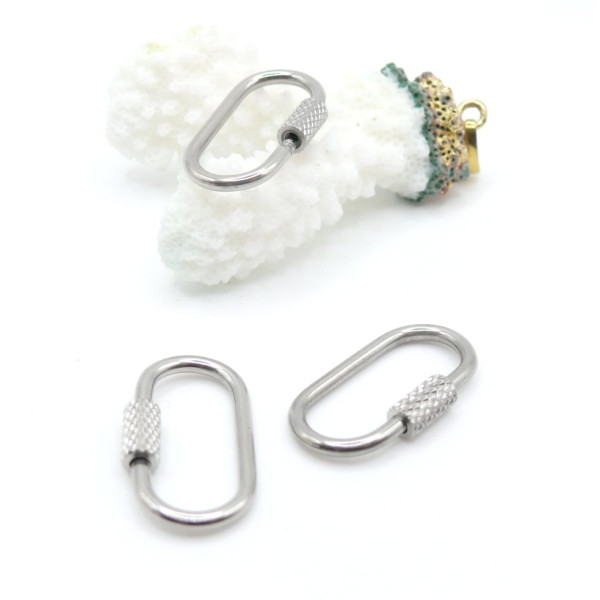 Mousqueton à Vis, Ovale 26 mm – Acier Inoxydable 304 Argenté