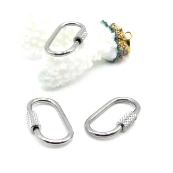 Mousqueton à Vis, Ovale 26 mm – Acier Inoxydable 304 Argenté